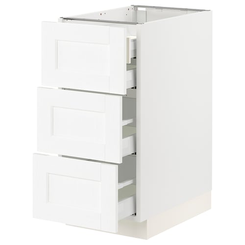 SEKTION / MAXIMERA Armoire inférieure 3 faces/4tiroirs, blanc Enköping/blanc effet bois, 15x24x30 "
