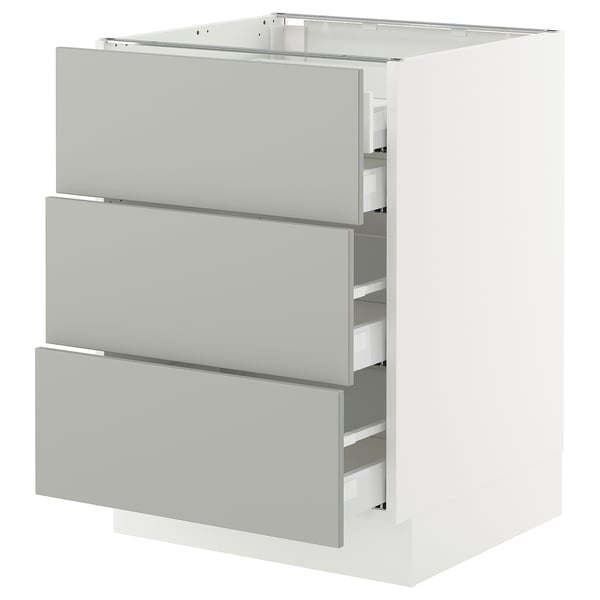 SEKTION / MAXIMERA Armoire inférieure 3 faces/4tiroirs, blanc/Havstorp gris clair, 24x24x30 "