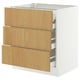 SEKTION / MAXIMERA Armoire inférieure 3 faces/4tiroirs, blanc/Sinarp chêne plaqué, 30x24x30 "
