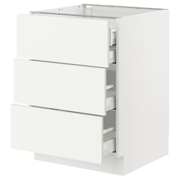 SEKTION / MAXIMERA Armoire inférieure 3 faces/4tiroirs, blanc/Vallstena blanc, 24x24x30 "