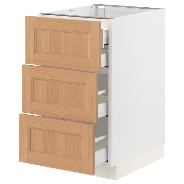 SEKTION / MAXIMERA Armoire inférieure 3 faces/4tiroirs, blanc/Vedhamn chêne, 18x24x30 "