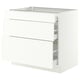 SEKTION / MAXIMERA Armoire inférieure 3 tiroirs, blanc/Aspudden blanc mat, 36x24x30 "