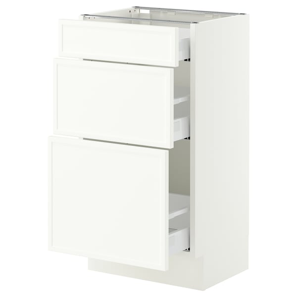 SEKTION / MAXIMERA Armoire inférieure 3 tiroirs, blanc/Aspudden blanc mat, 18x15x30 "
