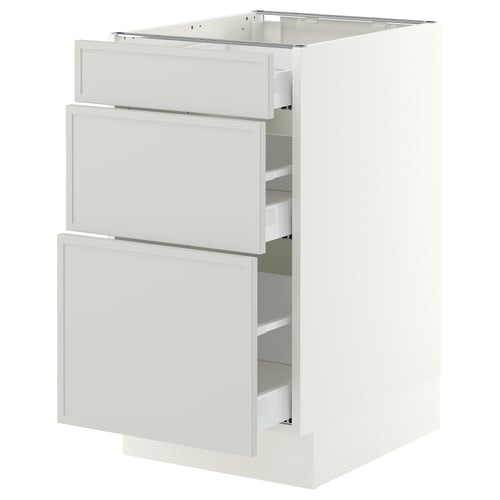 SEKTION / MAXIMERA Armoire inférieure 3 tiroirs, blanc/Aspudden gris clair, 18x24x30 "