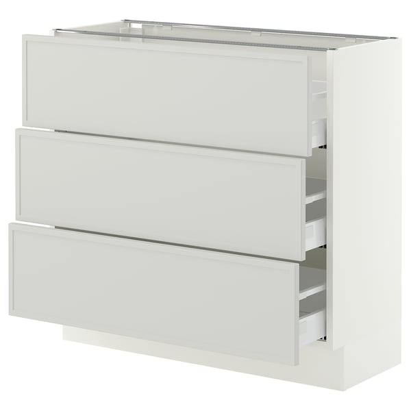 SEKTION / MAXIMERA Armoire inférieure 3 tiroirs, blanc/Aspudden gris clair, 36x15x30 "