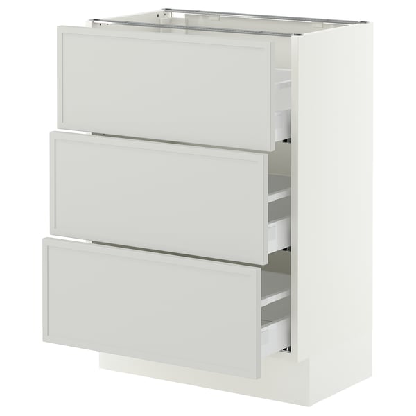 SEKTION / MAXIMERA Armoire inférieure 3 tiroirs, blanc/Aspudden gris clair, 24x15x30 "