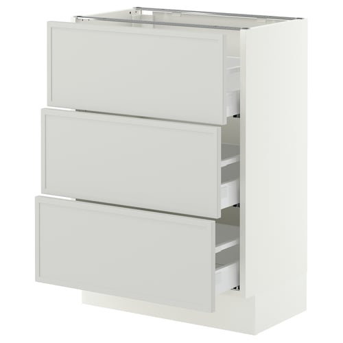 SEKTION / MAXIMERA Armoire inférieure 3 tiroirs, blanc/Aspudden gris clair, 24x15x30 "