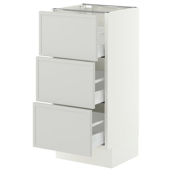 SEKTION / MAXIMERA Armoire inférieure 3 tiroirs, blanc/Aspudden gris clair, 15x15x30 "