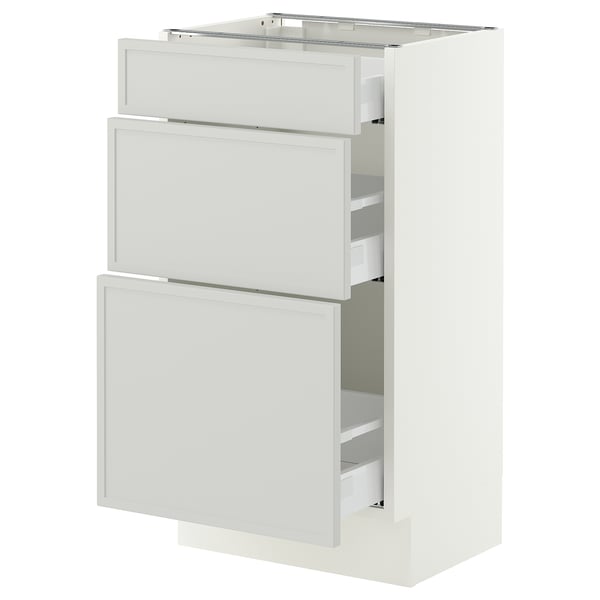SEKTION / MAXIMERA Armoire inférieure 3 tiroirs, blanc/Aspudden gris clair, 18x15x30 "