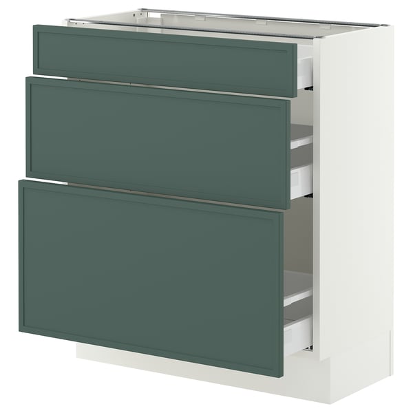 SEKTION / MAXIMERA Armoire inférieure 3 tiroirs, blanc/Aspudden gris-vert foncé, 30x15x30 "