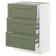 SEKTION / MAXIMERA Armoire inférieure 3 tiroirs, blanc/Axstad gris-vert, 24x15x30 "