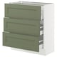SEKTION / MAXIMERA Armoire inférieure 3 tiroirs, blanc/Axstad gris-vert, 30x15x30 "
