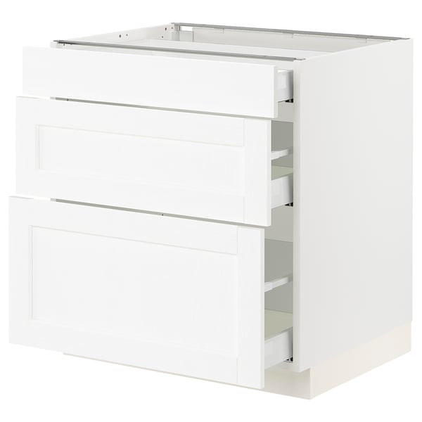 SEKTION / MAXIMERA Armoire inférieure 3 tiroirs, blanc Enköping/blanc effet bois, 30x24x30 "