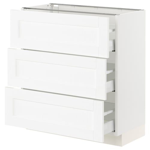 SEKTION / MAXIMERA Armoire inférieure 3 tiroirs, blanc Enköping/blanc effet bois, 30x15x30 "