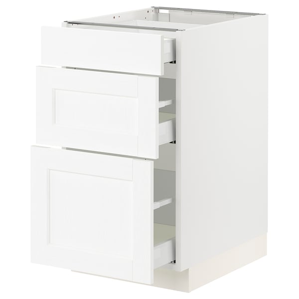 SEKTION / MAXIMERA Armoire inférieure 3 tiroirs, blanc Enköping/blanc effet bois, 18x24x30 "