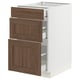 SEKTION / MAXIMERA Armoire inférieure 3 tiroirs, blanc Enköping/brun effet noyer, 18x24x30 "