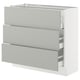SEKTION / MAXIMERA Armoire inférieure 3 tiroirs, blanc/Havstorp gris clair, 36x15x30 "