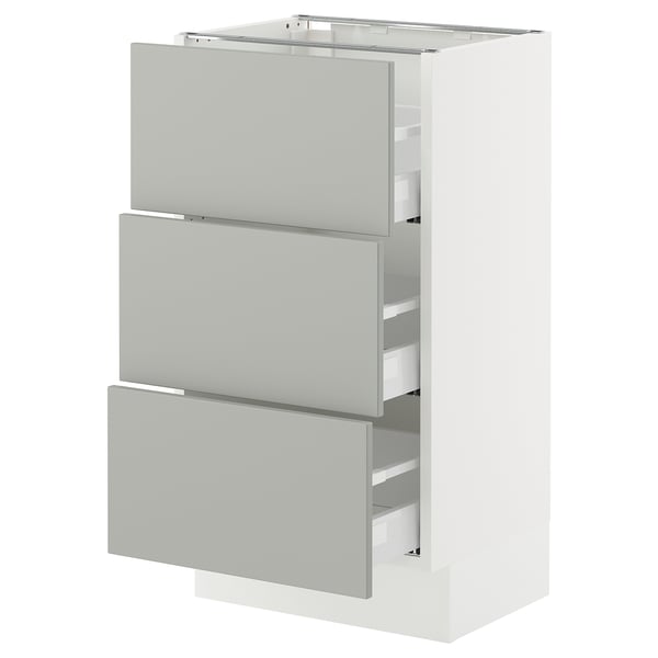 SEKTION / MAXIMERA Armoire inférieure 3 tiroirs, blanc/Havstorp gris clair, 18x15x30 "