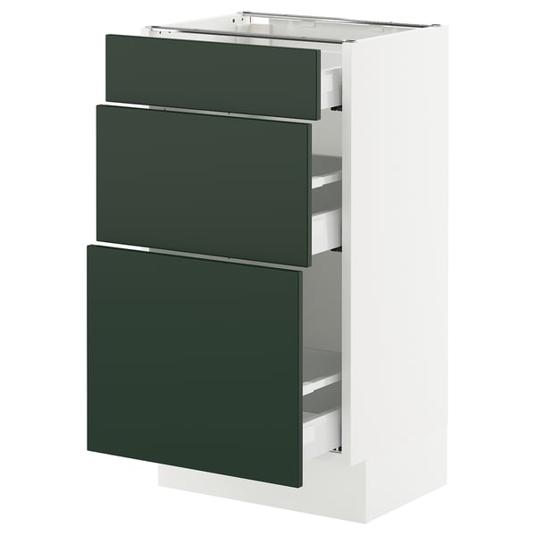 SEKTION / MAXIMERA Armoire inférieure 3 tiroirs, blanc/Havstorp vert profond, 18x15x30 "