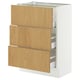 SEKTION / MAXIMERA Armoire inférieure 3 tiroirs, blanc/Sinarp chêne plaqué, 24x15x30 "