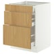 SEKTION / MAXIMERA Armoire inférieure 3 tiroirs, blanc/Sinarp chêne plaqué, 24x24x30 "