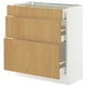 SEKTION / MAXIMERA Armoire inférieure 3 tiroirs, blanc/Sinarp chêne plaqué, 30x15x30 "