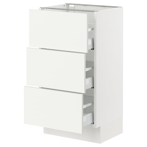 SEKTION / MAXIMERA Armoire inférieure 3 tiroirs, blanc/Vallstena blanc, 18x15x30 "