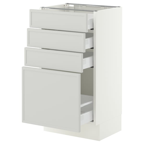 SEKTION / MAXIMERA Armoire inférieure 4 tiroirs, blanc/Aspudden gris clair, 18x15x30 "