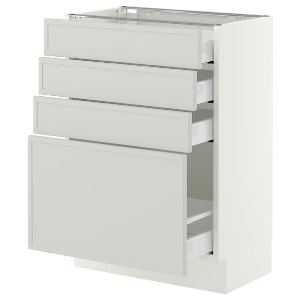 SEKTION / MAXIMERA Armoire inférieure 4 tiroirs, blanc/Aspudden gris clair, 24x15x30 "