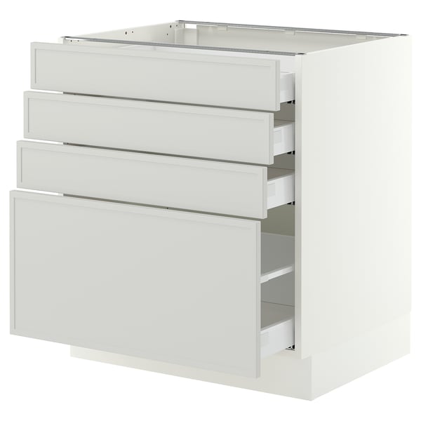 SEKTION / MAXIMERA Armoire inférieure 4 tiroirs, blanc/Aspudden gris clair, 30x24x30 "
