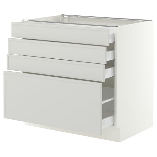 SEKTION / MAXIMERA Armoire inférieure 4 tiroirs, blanc/Aspudden gris clair, 36x24x30 "