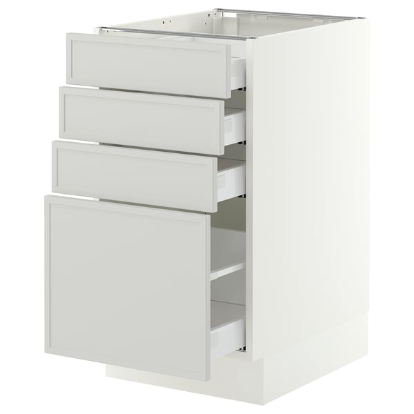 SEKTION / MAXIMERA Armoire inférieure 4 tiroirs, blanc/Aspudden gris clair, 18x24x30 "
