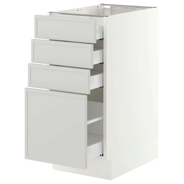 SEKTION / MAXIMERA Armoire inférieure 4 tiroirs, blanc/Aspudden gris clair, 15x24x30 "