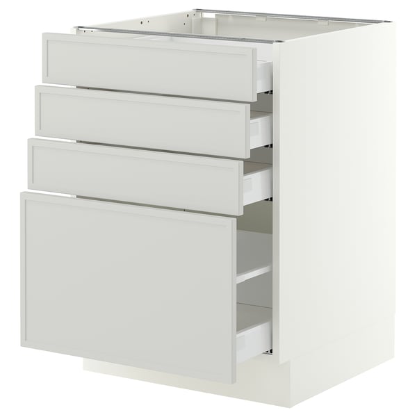 SEKTION / MAXIMERA Armoire inférieure 4 tiroirs, blanc/Aspudden gris clair, 24x24x30 "