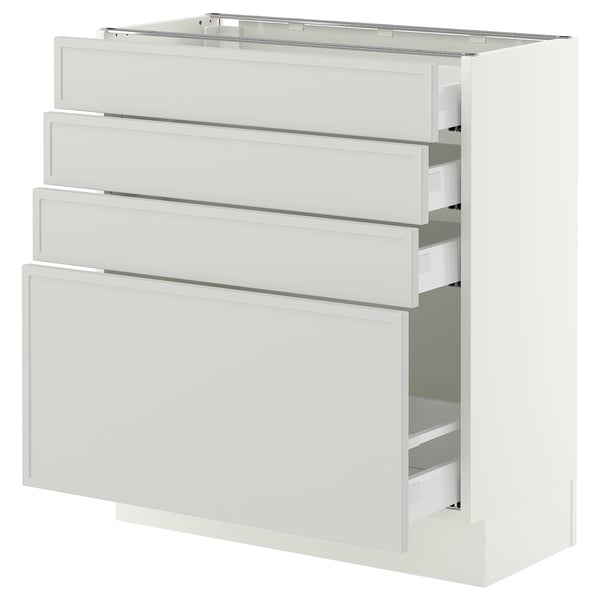 SEKTION / MAXIMERA Armoire inférieure 4 tiroirs, blanc/Aspudden gris clair, 30x15x30 "