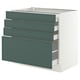 SEKTION / MAXIMERA Armoire inférieure 4 tiroirs, blanc/Aspudden gris-vert foncé, 36x24x30 "