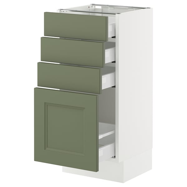 SEKTION / MAXIMERA Armoire inférieure 4 tiroirs, blanc/Axstad gris-vert, 15x15x30 "