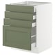 SEKTION / MAXIMERA Armoire inférieure 4 tiroirs, blanc/Axstad gris-vert, 24x24x30 "