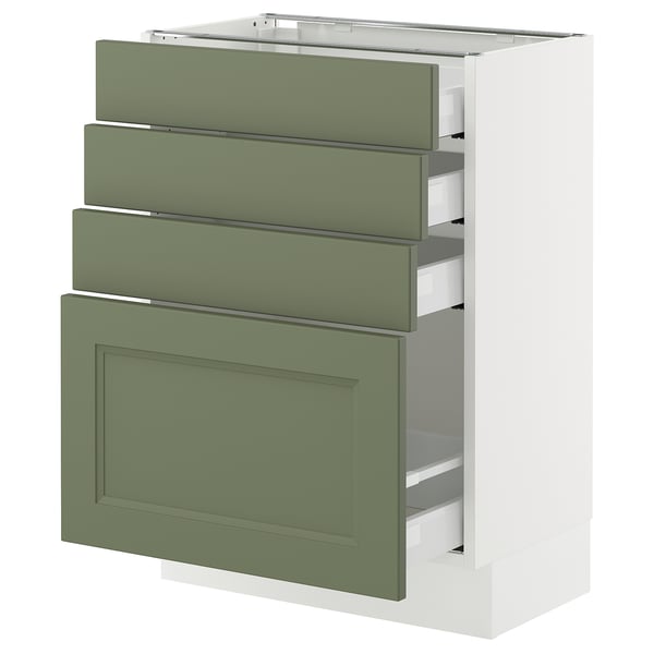 SEKTION / MAXIMERA Armoire inférieure 4 tiroirs, blanc/Axstad gris-vert, 24x15x30 "
