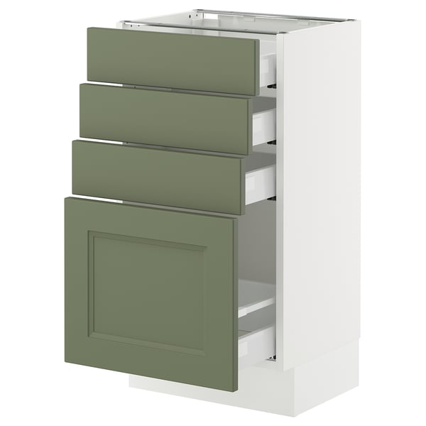 SEKTION / MAXIMERA Armoire inférieure 4 tiroirs, blanc/Axstad gris-vert, 18x15x30 "
