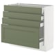 SEKTION / MAXIMERA Armoire inférieure 4 tiroirs, blanc/Axstad gris-vert, 36x15x30 "