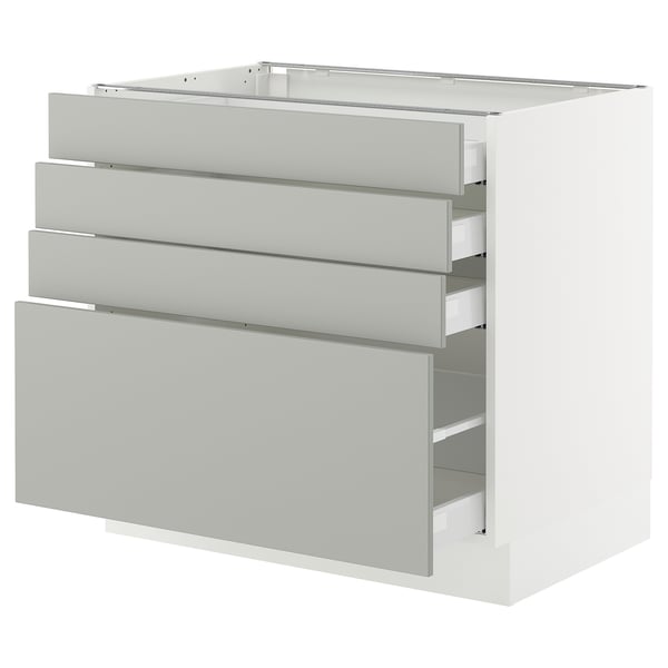 SEKTION / MAXIMERA Armoire inférieure 4 tiroirs, blanc/Havstorp gris clair, 36x24x30 "