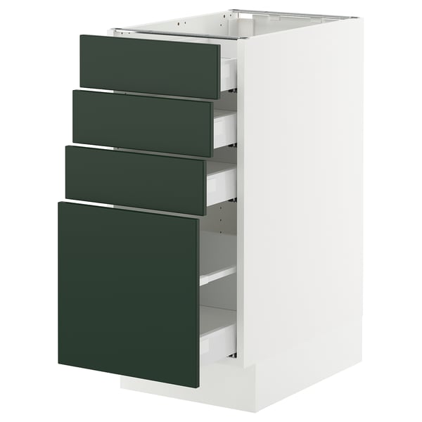 SEKTION / MAXIMERA Armoire inférieure 4 tiroirs, blanc/Havstorp vert profond, 15x24x30 "