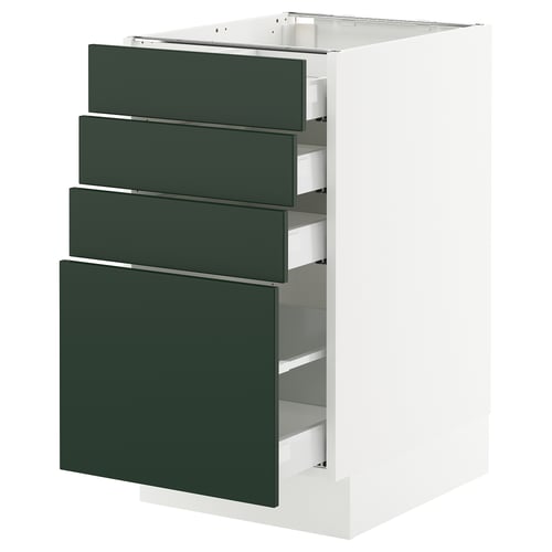 SEKTION / MAXIMERA Armoire inférieure 4 tiroirs, blanc/Havstorp vert profond, 18x24x30 "