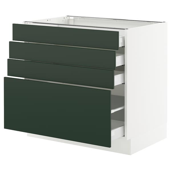 SEKTION / MAXIMERA Armoire inférieure 4 tiroirs, blanc/Havstorp vert profond, 36x24x30 "