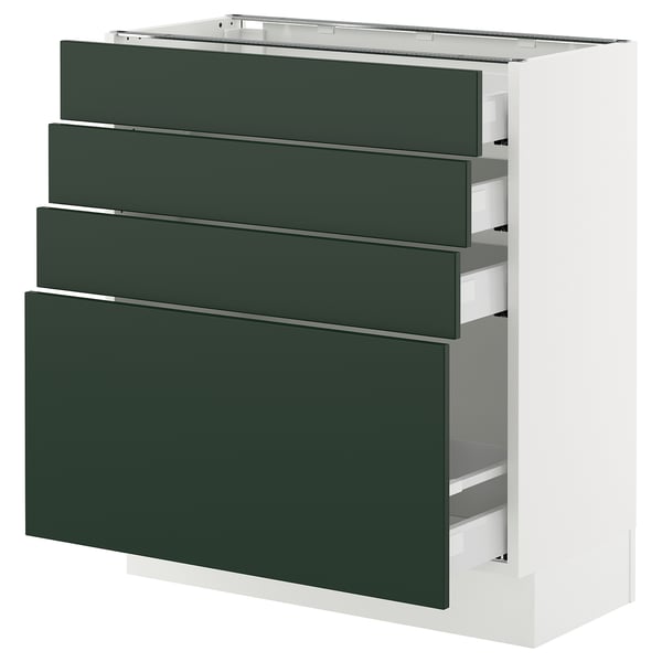 SEKTION / MAXIMERA Armoire inférieure 4 tiroirs, blanc/Havstorp vert profond, 30x15x30 "