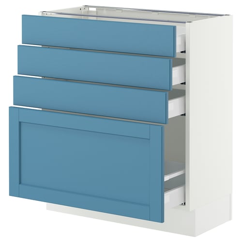 SEKTION / MAXIMERA Armoire inférieure 4 tiroirs, blanc/Lerhyttan bleu, 30x15x30 "
