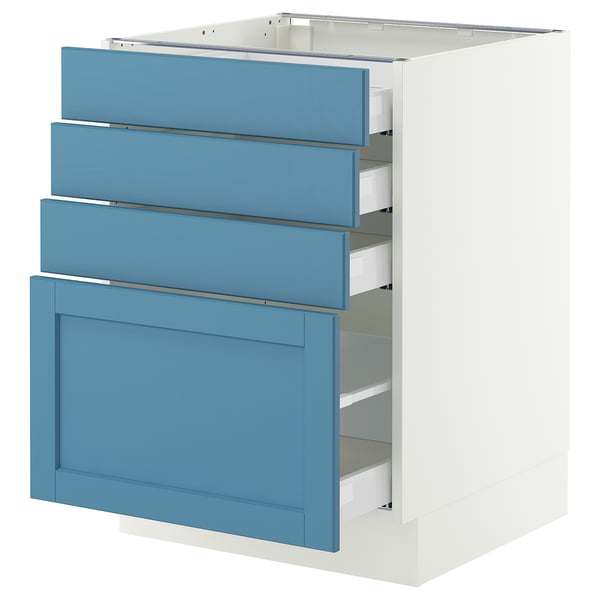 SEKTION / MAXIMERA Armoire inférieure 4 tiroirs, blanc/Lerhyttan bleu, 24x24x30 "