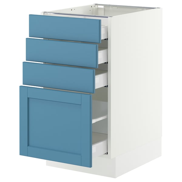 SEKTION / MAXIMERA Armoire inférieure 4 tiroirs, blanc/Lerhyttan bleu, 18x24x30 "