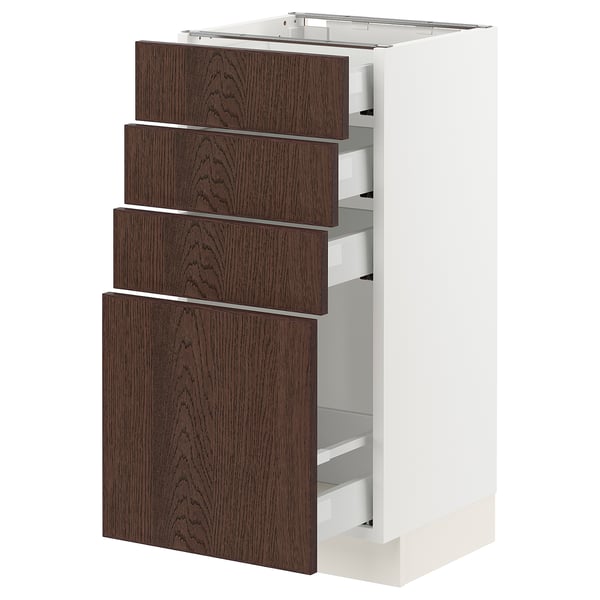 SEKTION / MAXIMERA Armoire inférieure 4 tiroirs, blanc/Sinarp brun, 15x15x30 "